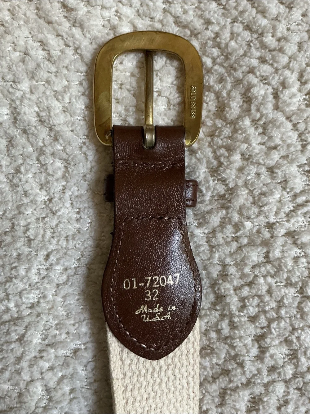 Nautica Navy Webbing Belt with Nautical Flag Embroidery Solid Brass Buckle